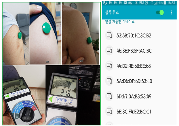 A collage of images of a person with a green patch on their arm

Description automatically generated