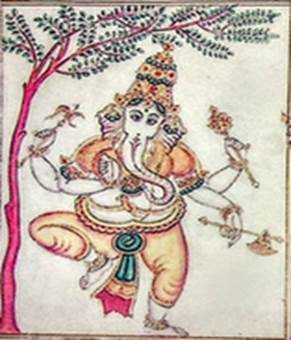 A painting of a hindu god

Description automatically generated