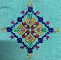 A colorful design on a fabric

Description automatically generated