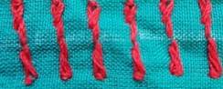 A picture containing fabric, stitch, fiber, red

Description automatically generated
