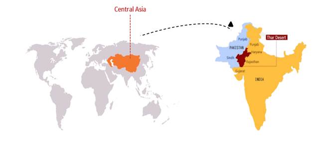 A map of the world with a red line and a black dotted line

Description automatically generated
