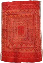 A red blanket with a pattern

Description automatically generated