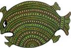 A green fish with dots  Description automatically generated