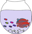 A fish bowl with fish swimming in it

Description automatically generated