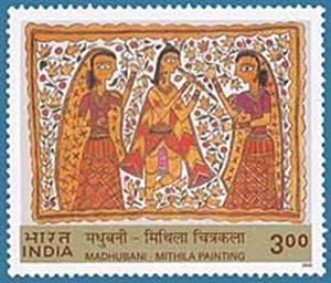A postage stamp with a picture of women

Description automatically generated